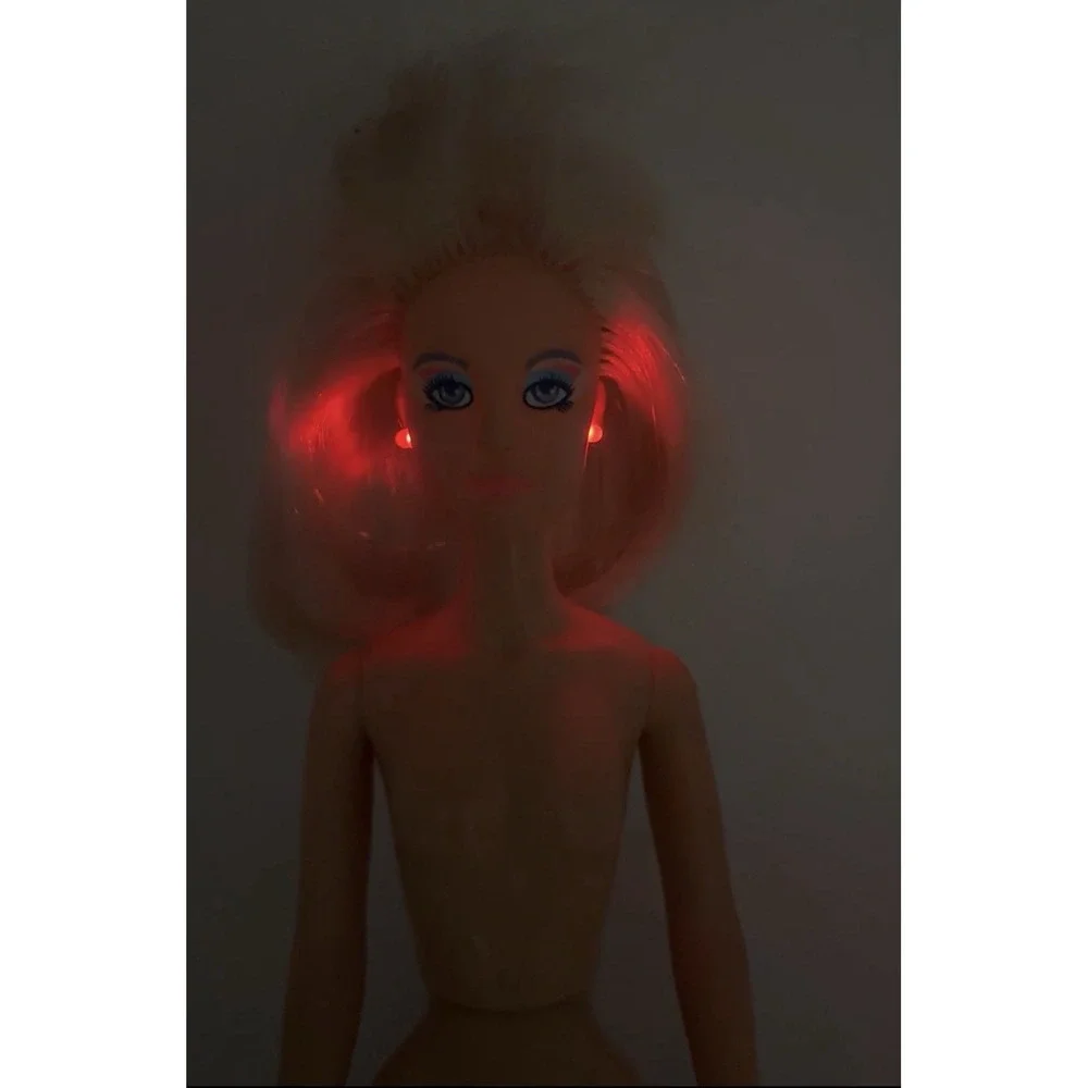 Vintage 1985 Hasbro Jem Jerrica Doll Nude Light Up Earrings Shoe Stand Works